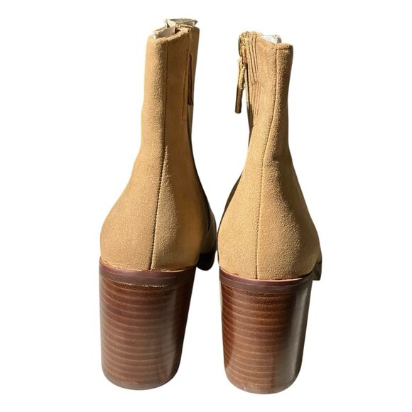 J Crew Suede Block Heel Ankle Booties 7 Tan Brown Platform Boots - Picture 12 of 12